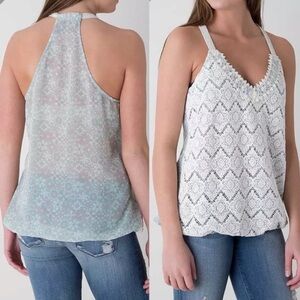 Bke Boutique Lace Chiffon Rhinestone Tank Top